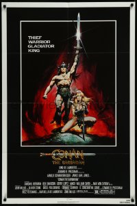 9j0153 CONAN THE BARBARIAN 1sh 1982 Arnold Schwarzenegger & sexy Sandahl Bergman by Casaro!