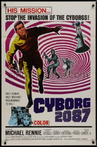 9j0166 CYBORG 2087 1sh 1966 Michael Rennie must stop the invasion of the cyborgs, cool sci-fi art!
