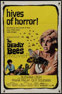 9j0169 DEADLY BEES 1sh 1967 hives of horror, fatal stings, image of sexy near-naked girl attacked!