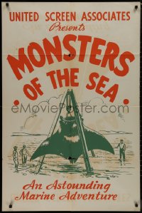 9j0173 DEVIL MONSTER 1sh R1930s Monsters of the Sea, cool artwork of giant manta ray!