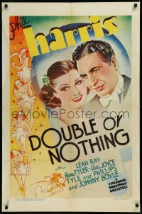 9j0184 DOUBLE OR NOTHING 1sh 1936 great art of Phil Harris, Leah Ray & sexy showgirls, ultra rare!
