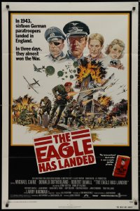 9j0196 EAGLE HAS LANDED 1sh 1977 Michael Caine against all white background during World War II!