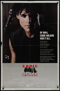 9j0198 EDDIE & THE CRUISERS 1sh 1983 close up of Michael Pare with microphone, rock 'n' roll!