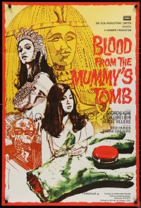 9j0125 BLOOD FROM THE MUMMY'S TOMB English 1sh 1972 Hammer, art of sexy Valerie Leon & severed hand!