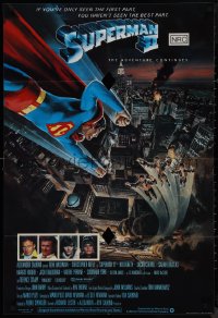 9j0497 SUPERMAN II English 1sh 1981 Christopher Reeve, Terence Stamp, great Goozee art over NYC!