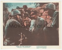 9j1180 WAR OF THE WORLDS color English FOH LC R1965 Gene Barry & Ann Robinson w/soldiers!