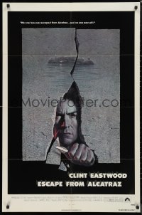 9j0207 ESCAPE FROM ALCATRAZ 1sh 1979 Eastwood busting out by Lettick, Don Siegel prison classic!