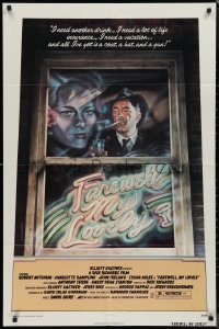 9j0218 FAREWELL MY LOVELY 1sh 1975 cool David McMacken artwork of Robert Mitchum smoking in window!