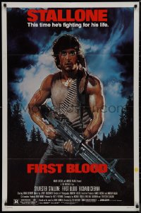 9j0222 FIRST BLOOD studio style 1sh 1982 artwork of Sylvester Stallone as John Rambo by Drew Struzan!