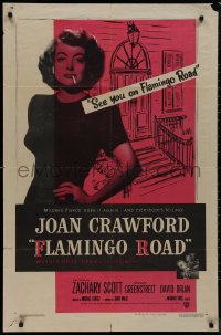9j0223 FLAMINGO ROAD 1sh 1949 Michael Curtiz, ultimate image of smoking bad girl Joan Crawford!