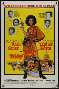 9j0234 FRIDAY FOSTER 1sh 1976 full-length artwork of sexiest Pam Grier with gun and camera!