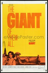 9j0244 GIANT 1sh R1970 James Dean, Elizabeth Taylor, Rock Hudson, directed by George Stevens!