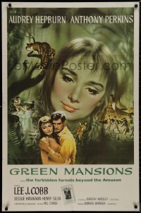 9j0260 GREEN MANSIONS int'l 1sh 1959 art of Audrey Hepburn & Anthony Perkins by Joseph Smith!