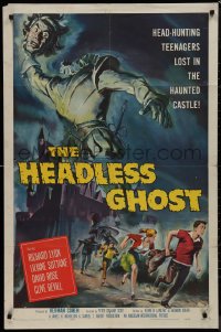 9j0269 HEADLESS GHOST 1sh 1959 head-hunting teens lost in the haunted castle, Reynold Brown art!