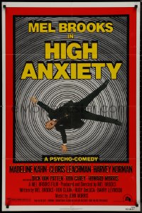 9j0275 HIGH ANXIETY 1sh 1977 Mel Brooks, great Vertigo spoof design, a Psycho-Comedy!