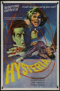 9j0283 HYSTERIA 1sh 1965 Webber, Hammer horror, will shock you out of your seat, Freddy Francis