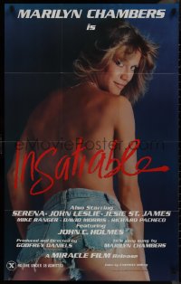 9j0289 INSATIABLE 23x37 1sh 1980 super sexy topless Marilyn Chambers wearing only jean shorts!