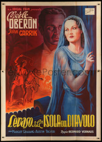 9j0022 BROKEN MELODY Italian 2p 1940 Ballester art of beautiful Merle Oberon & Garrick, ultra rare!