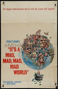 9j0293 IT'S A MAD, MAD, MAD, MAD WORLD 1sh 1964 art of cast on Earth by Jack Davis!