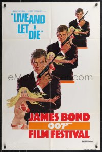 9j0297 JAMES BOND 007 FILM FESTIVAL 1sh 1976 art of Roger Moore as 007 w/sexy girl!