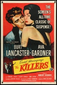 9j0311 KILLERS 1sh R1956 art of Burt Lancaster & sexy Ava Gardner, from Ernest Hemingway story!