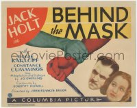 9j0567 BEHIND THE MASK TC 1932 Jack Holt & Constance Cummings, Boris Karloff billed, ultra rare!