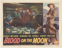 9j0663 BLOOD ON THE MOON LC #4 1949 Robert Mitchum breaks up crooked poker game with his gun!