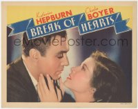 9j0668 BREAK OF HEARTS LC 1935 best romantic close up of Katharine Hepburn & Charles Boyer, rare!