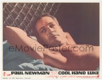9j0690 COOL HAND LUKE LC #4 1967 best close up of shirtless Paul Newman laying in his bunk!