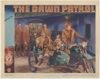 9j0698 DAWN PATROL LC R1940s officers watch Errol Flynn & drunk David Niven in motorcycle sidecar!