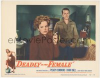 9j0699 DEADLY IS THE FEMALE LC #4 1950 John Dall smiling behind smoking Peggy Cummins, very rare!