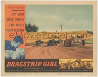 9j0714 DRAGSTRIP GIRL LC #5 1957 cool image of four hot rod cars racing on the dirt track!