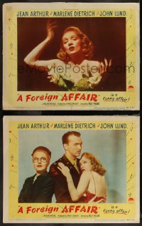 9j1154 FOREIGN AFFAIR 2 LCs 1948 both with great images of sexy Marlene Dietrich + John Lund!