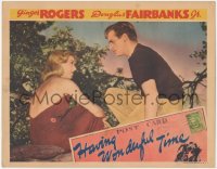9j0764 HAVING WONDERFUL TIME LC 1938 c/u of Douglas Fairbanks Jr. & Ginger Rogers in backless dress!