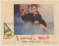9j0775 I MARRIED A WITCH LC 1942 wonderful c/u of Fredric March carrying sexy Veronica Lake in fog!