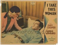 9j0776 I TAKE THIS WOMAN LC 1931 pretty Carole Lombard stares at Gary Cooper laying in bed, rare!