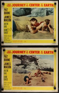 9j1157 JOURNEY TO THE CENTER OF THE EARTH 2 LCs 1959 Jules Verne, Boone, Mason & Arlene Dahl!