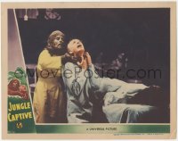 9j0786 JUNGLE CAPTIVE LC 1945 great image of Vicky Lane as the Ape Woman choking Otto Kruger!
