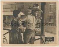 9j0815 LONE STAR RANGER LC 1923 c/u of scared Billie Dove standing behind cowboy hero Tom Mix!