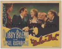 9j0826 MAKE A WISH LC 1937 great close up of happy Basil Rathbone smiling at pretty Marion Claire!