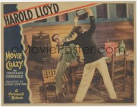 9j0840 MOVIE CRAZY LC 1932 scared Harold Lloyd fighting for his life as man chokes him, rare!