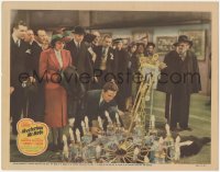 9j0842 MYSTERIOUS MR MOTO LC 1938 Mary Maguire & crowd stare at man murdered by fallen chandelier!