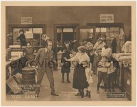 9j0863 OUR GANG LC 1922 Sunshine Sammy & kids scared by man robbing general store, very rare!
