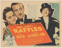 9j0612 RAFFLES TC 1939 dapper jewel thief David Niven alone & with pretty Olivia De Havilland!