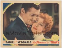 9j0911 SAN FRANCISCO LC 1936 best romantic close up of Clark Gable embracing Jeanette MacDonald!