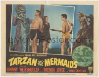 9j0955 TARZAN & THE MERMAIDS LC #4 1948 Johnny Weissmuller & Brenda Joyce tied to stake by natives!