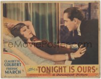 9j0974 TONIGHT IS OURS LC 1933 romantic close up of Fredric March & Claudette Colbert, very rare!
