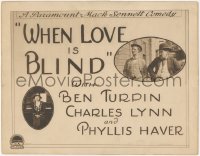 9j0632 WHEN LOVE IS BLIND TC 1919 Ben Turpin, Heinie Conklin & Phyllis Haver, Mack Sennett comedy!