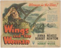 9j0634 WINGS & THE WOMAN TC 1942 artwork of Anna Neagle as Amy Johnson, famous female aviator!