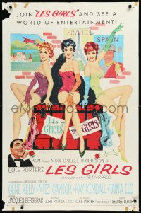 9j0321 LES GIRLS 1sh 1957 Fernie art of Gene Kelly + sexy Mitzi Gaynor, Kay Kendall & Taina Elg!